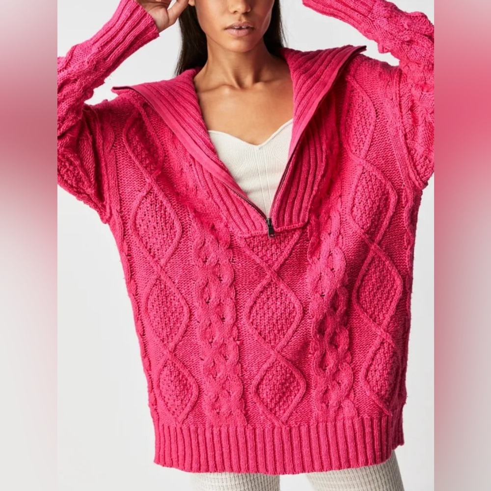 NWT Free People Driftwood Cable Polo